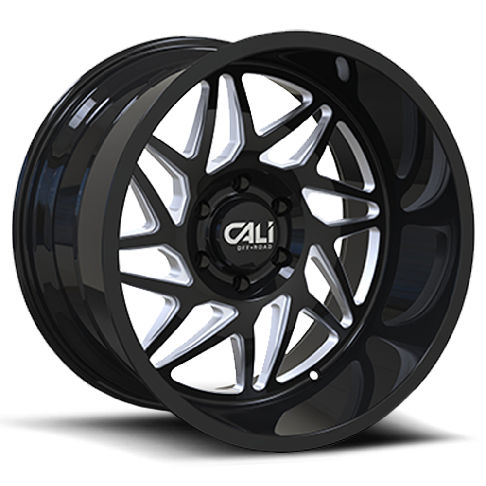 Cast Aluminum Wheels Gemini 9112 GB 24x14 Milled Spokes Gloss Black 8 On 165.1 Bolt Pattern -76 Offset Cali Offroad Wheels