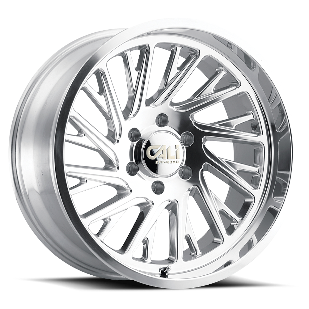 Cast Aluminum Wheels Purge 9114 PO 24x14 Milled Spokes Polished Silver 6 On 139.7 Bolt Pattern -76 Offset Cali Offroad Wheels