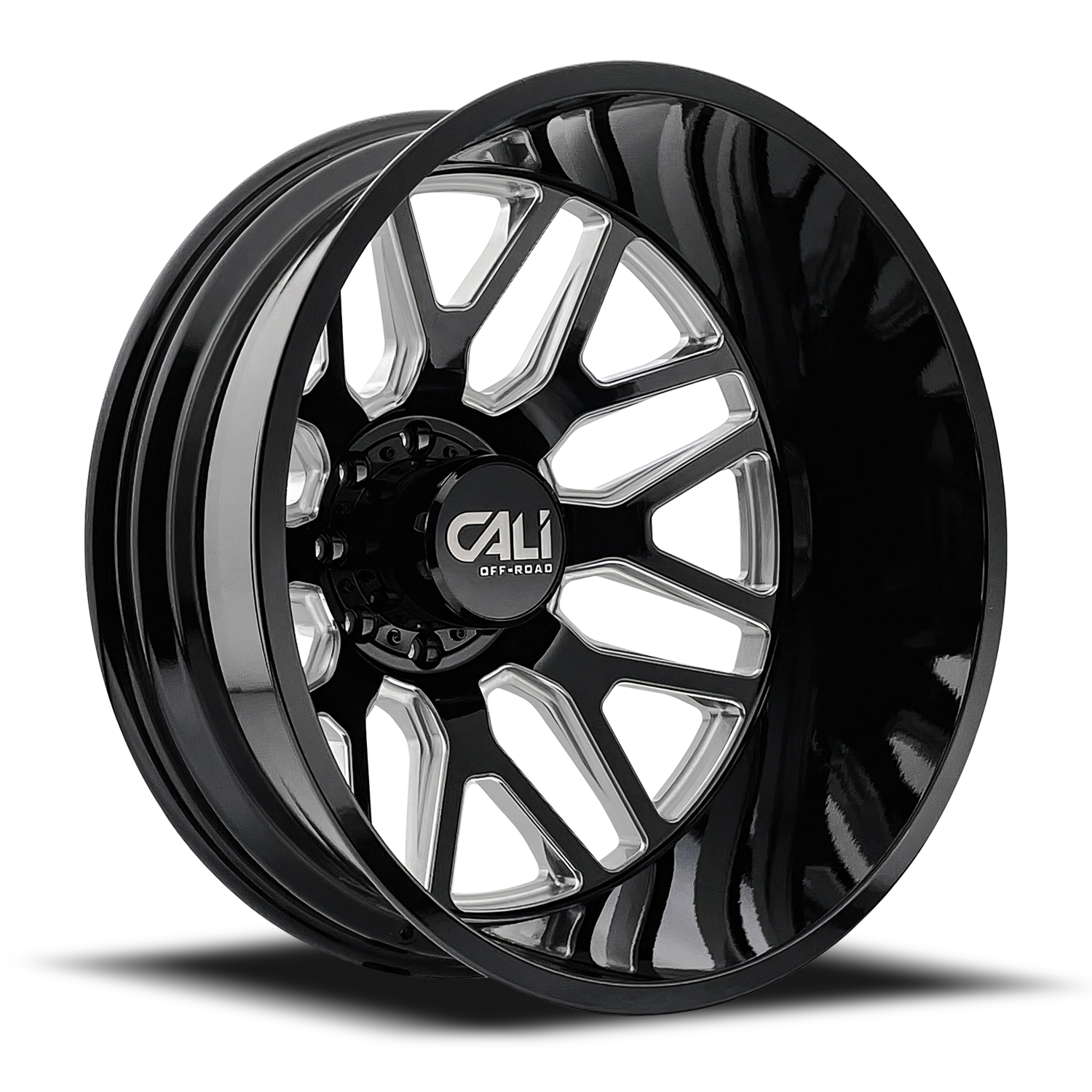 Dually Wheels Invader Dually 9115D GB-M 22x8.25 Milled Spokes Gloss Black 8 On 165.1 Bolt Pattern -232 Offset Cali Offroad Wheels