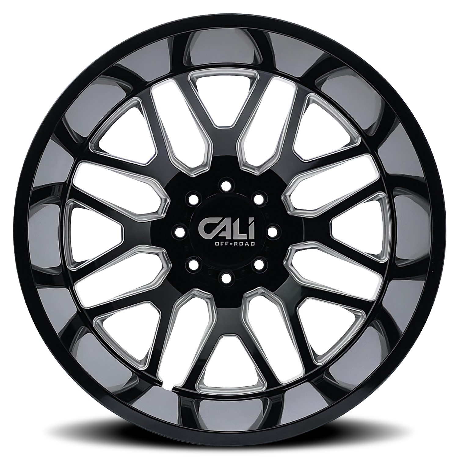 Dually Wheels Invader Dually 9115D GB-M 22x8.25 Milled Spokes Gloss Black 8 On 165.1 Bolt Pattern -232 Offset Cali Offroad Wheels