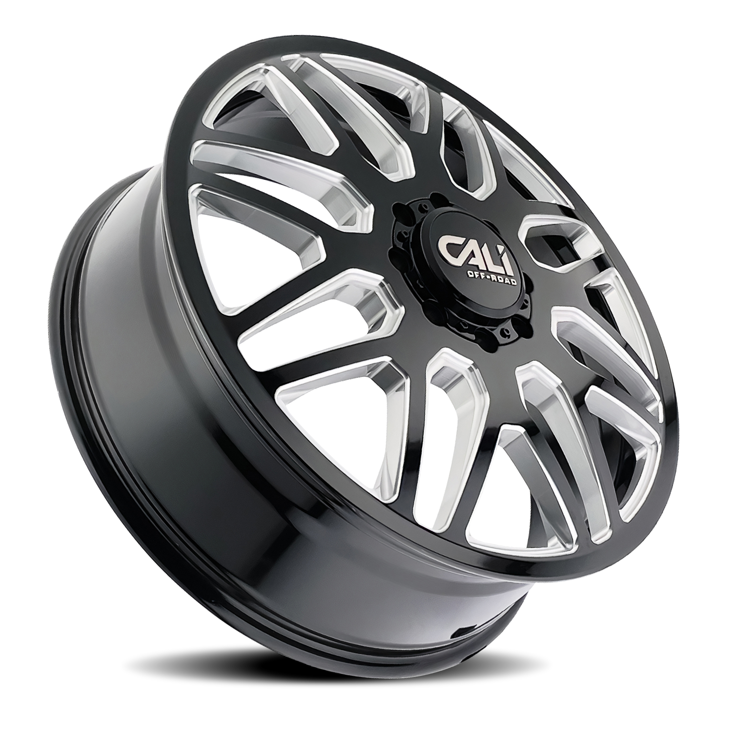 Dually Wheels Invader Dually 9115D GB-M 24x8.25 Milled Spokes Gloss Black 8 On 210 Bolt Pattern 115 Offset Cali Offroad Wheels
