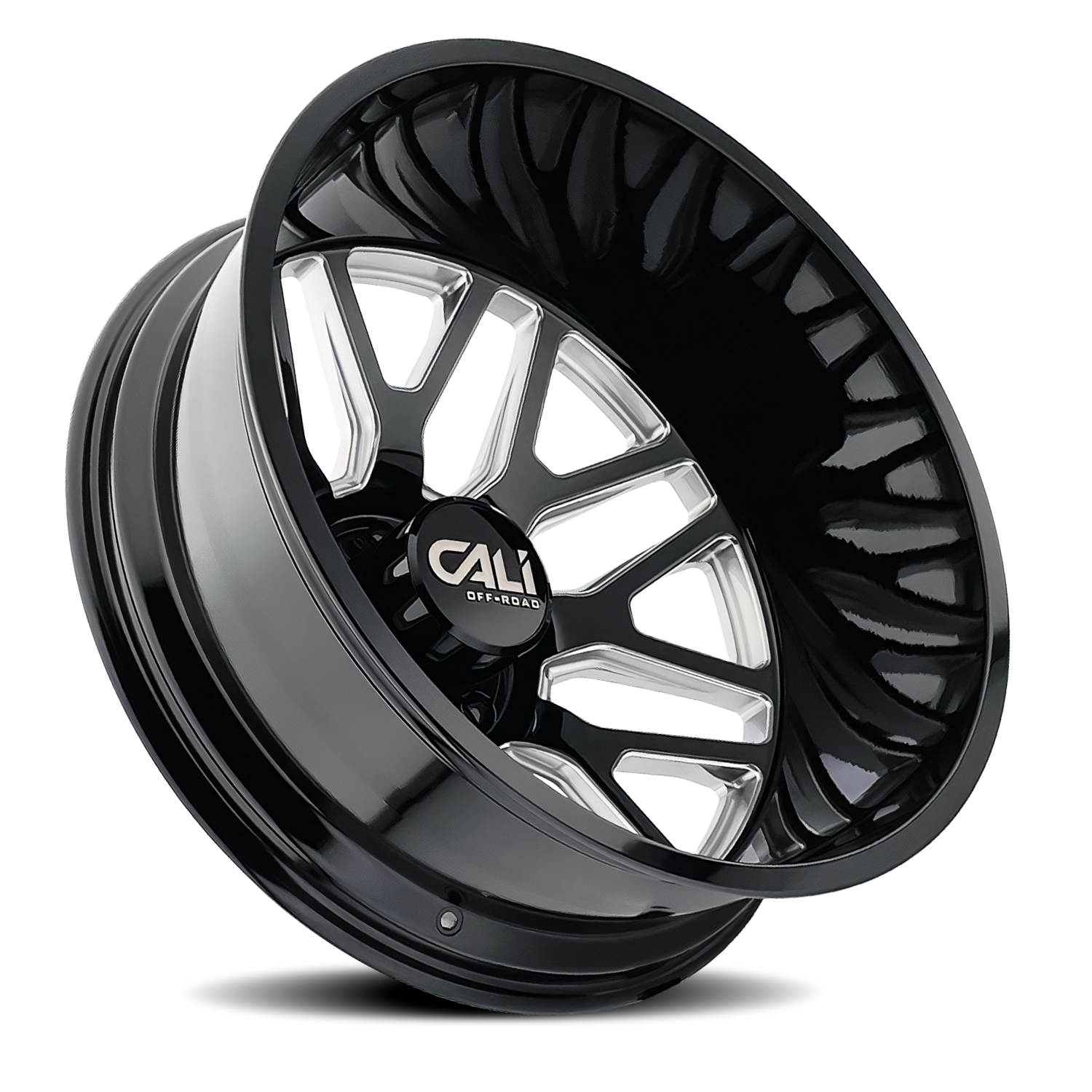 Dually Wheels Invader Dually 9115D GB-M 24x8.25 Milled Spokes Gloss Black 8 On 165.1 Bolt Pattern -232 Offset Cali Offroad Wheels