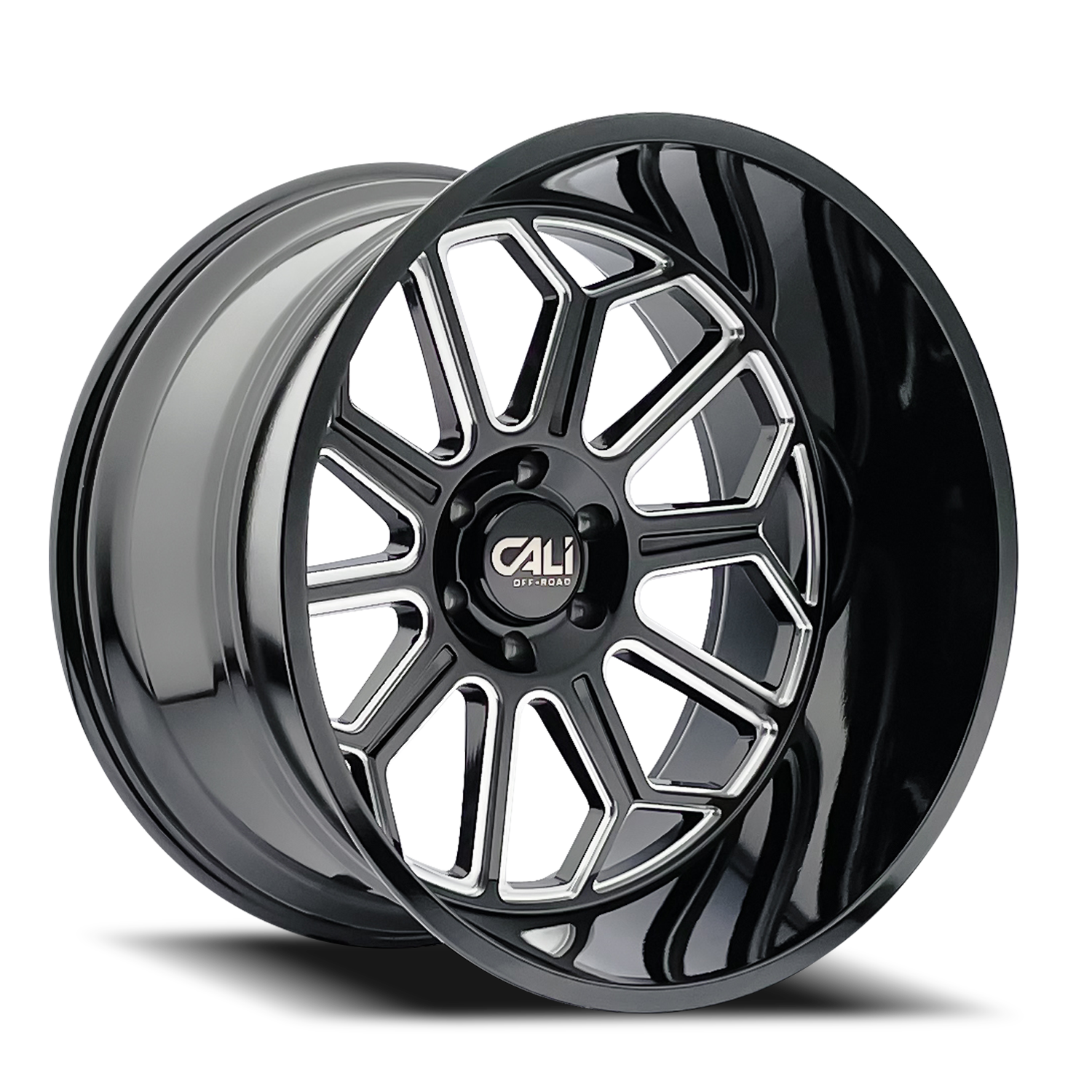 Cast Aluminum Wheels Auburn 9117 BM 22x12 Milled Gloss Black 6 On 135 Bolt Pattern -51 Offset Cali Offroad Wheels