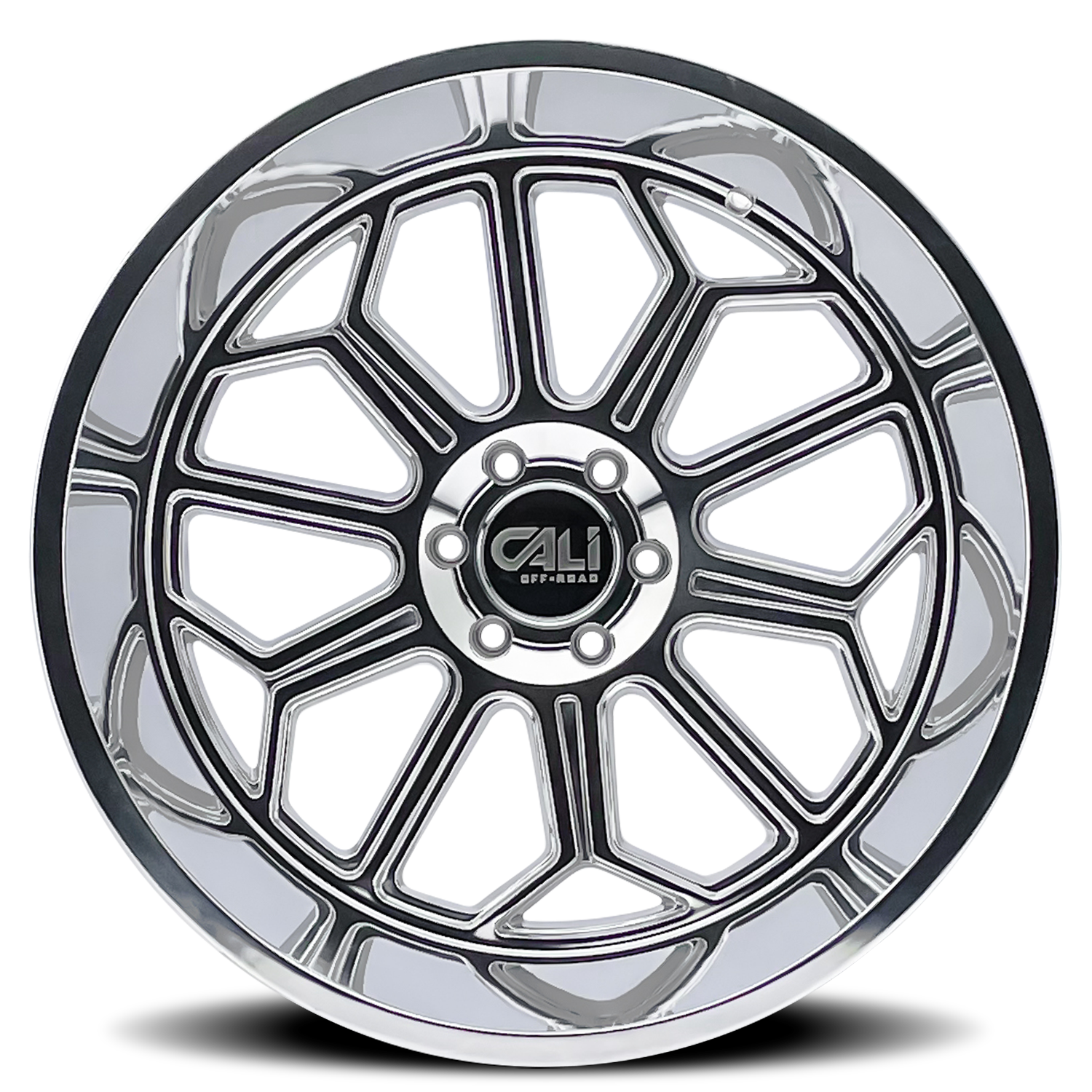 Cast Aluminum Wheels Auburn 9117 PO 24x14 Milled Spokes Polished 6 On 135 Bolt Pattern -76 Offset Cali Offroad Wheels