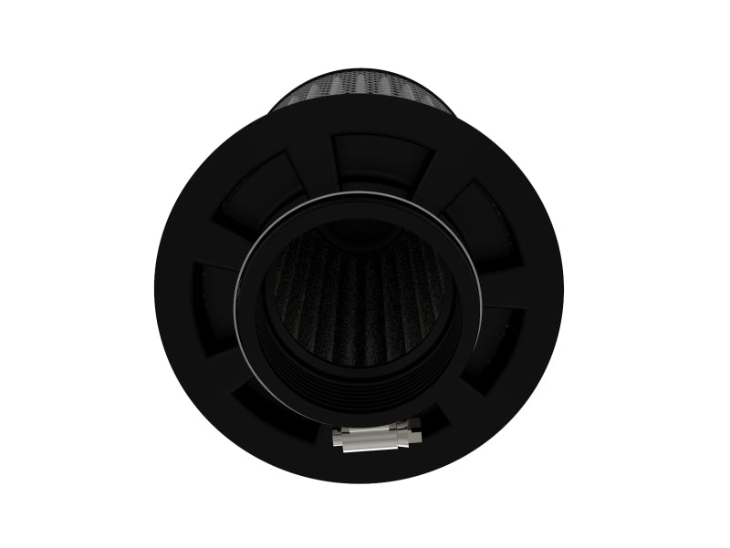 aFe MagnumFLOW Pro DRY S air filter with a 2.5-inch inlet and 4.5-inch diameter, designed for improved airflow and filtration.