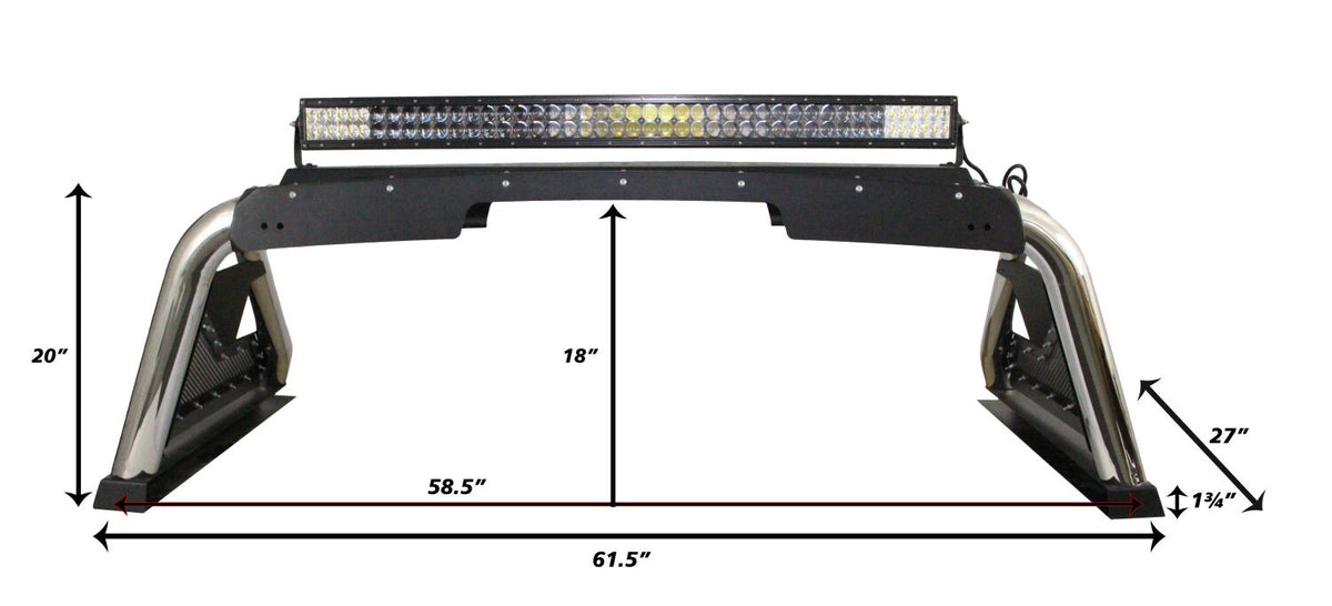 Sport Bar 2.0 with Power Actuated Retractable Light Mount Polished Stainless Steel 2015-2026 Colorado/Canyon 2016-2026 Toyota Tacoma Go Rhino