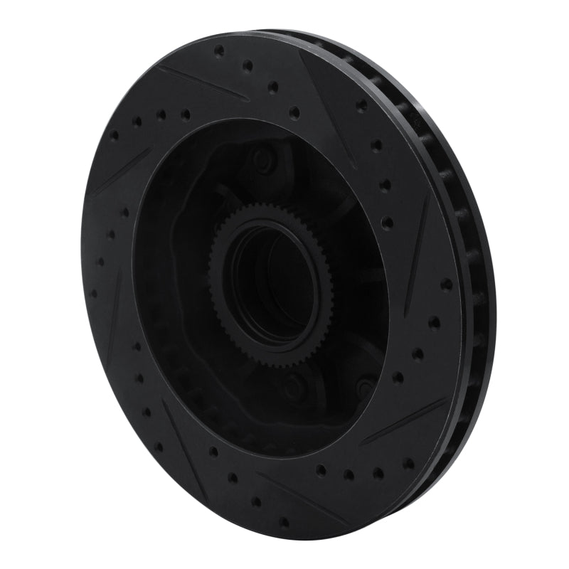 R1 92-02 Chevrolet G30 Front Left Drilled & Slotted Black Brake Rotor