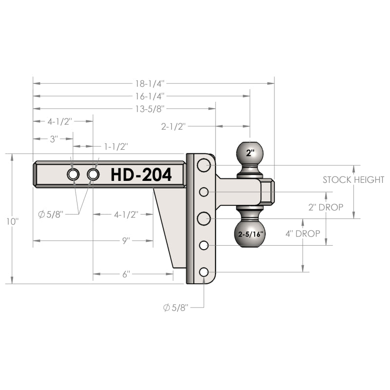 BulletProof Hitches 2.0" Heavy Duty 4" Drop/Rise Hitch Model HD204