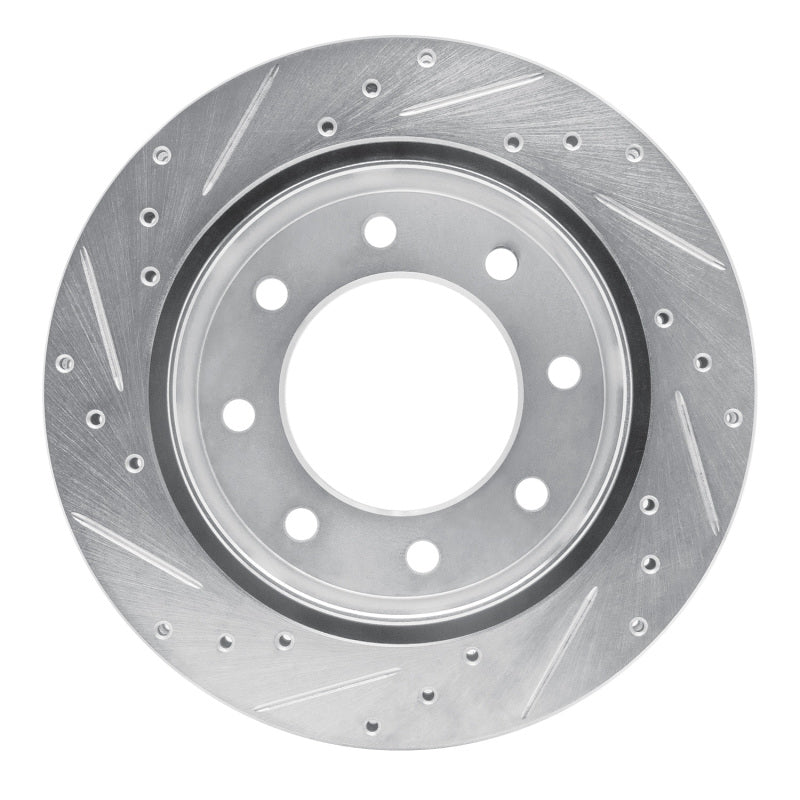 R1 99-25 Chevrolet Express 3500 Rear Right Drilled & Slotted Silver Brake Rotor
