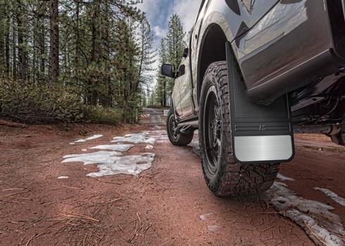 Husky Liners Universal 12in Wide Black Rubber Front Mud Flaps w/ Weight