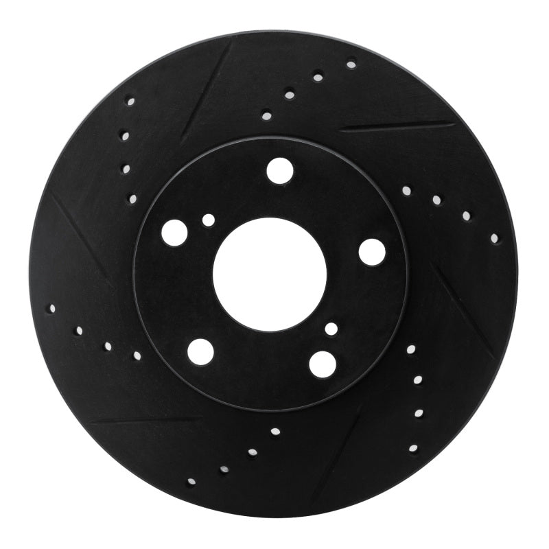 R1 05-15 Toyota Tacoma Front Left Drilled & Slotted Black Brake Rotor