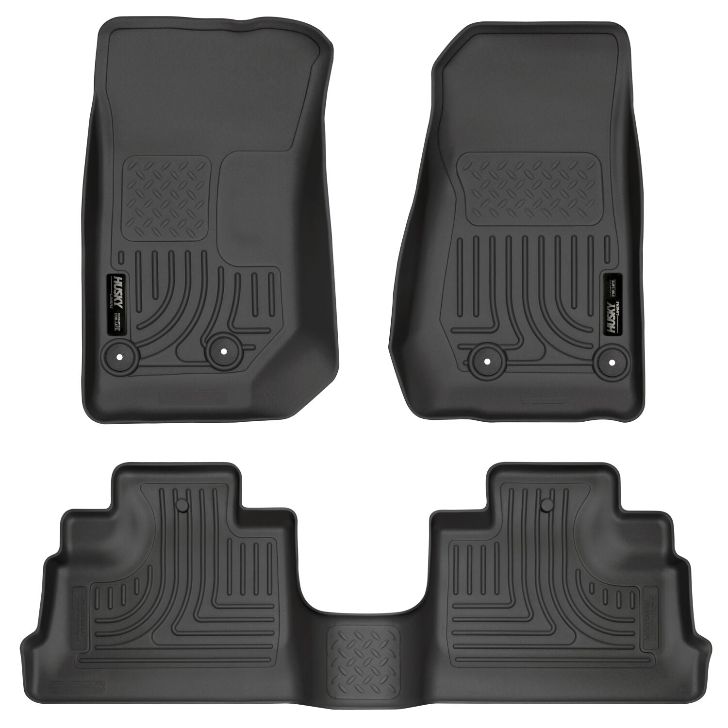 Weatherbeater Front & 2nd Seat Floor Liners For 2007-2018 Jeep Wrangler JK 4 Door  Husky Liners