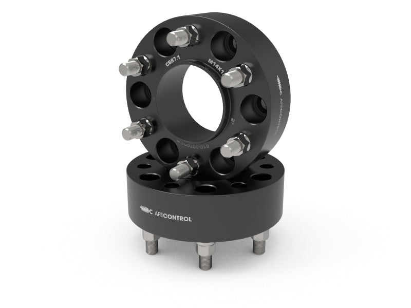 aFe CONTROL wheel spacers for Ford F-150, 2-inch thickness, 6x135mm bolt pattern, designed for enhanced stability and performance.