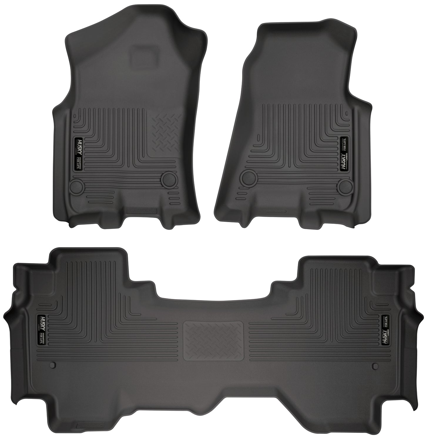 Weatherbeater Front & 2nd Seat Floor Liners For 2019-2024 RAM 1500 Extended Cab Husky Liners