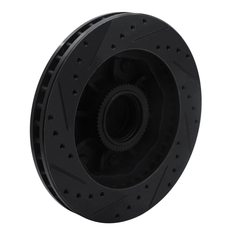 R1 92-02 Chevrolet C2500 Front Right Drilled & Slotted Black Brake Rotor