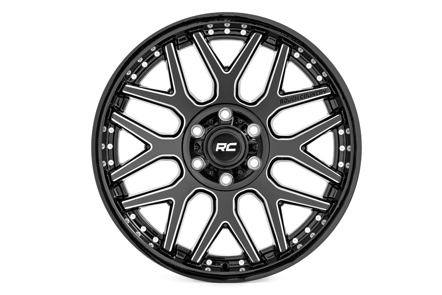 95 Series Wheel Machined One-Piece Gloss Black 22x10 6x5.5 -25mm Rough Country