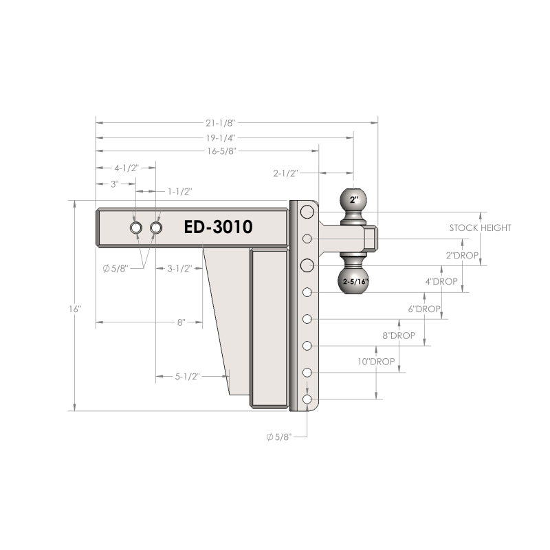 BulletProof Hitches 3.0" Extreme Duty 10" Drop/Rise Hitch Model ED3010