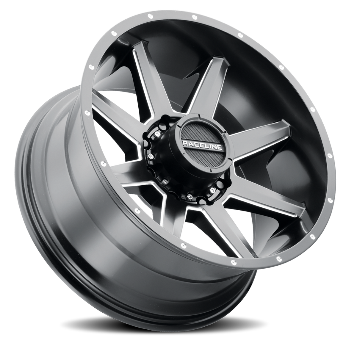 Aluminum Wheels 17x9 Stryker 954M Milled-Dimples Satin Black -12 Offset 8 on 165.1 Bolt Pattern 125.2 Bore Raceline