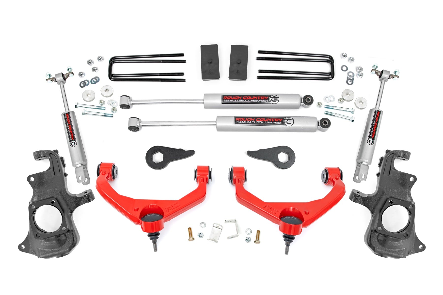 3.5 Inch Lift Kit Knuckle Red Silverado/Sierra 2500HD/3500HD (11-19) Rough Country