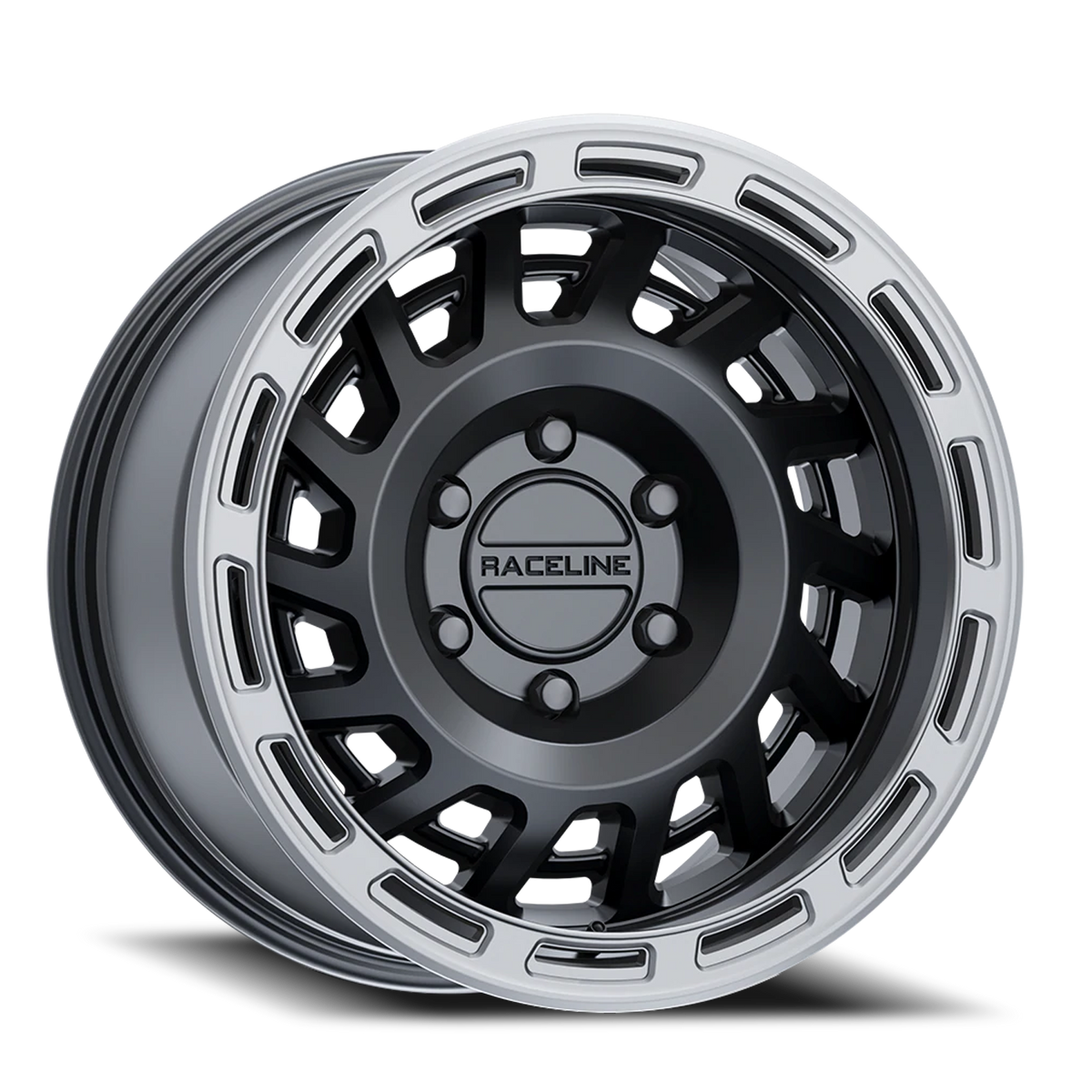 Aluminum Wheels 18x9 Halo 957BS Satin Black Silver Ring 18 Offset 5 on 150 Bolt Pattern 110.3 Bore Raceline