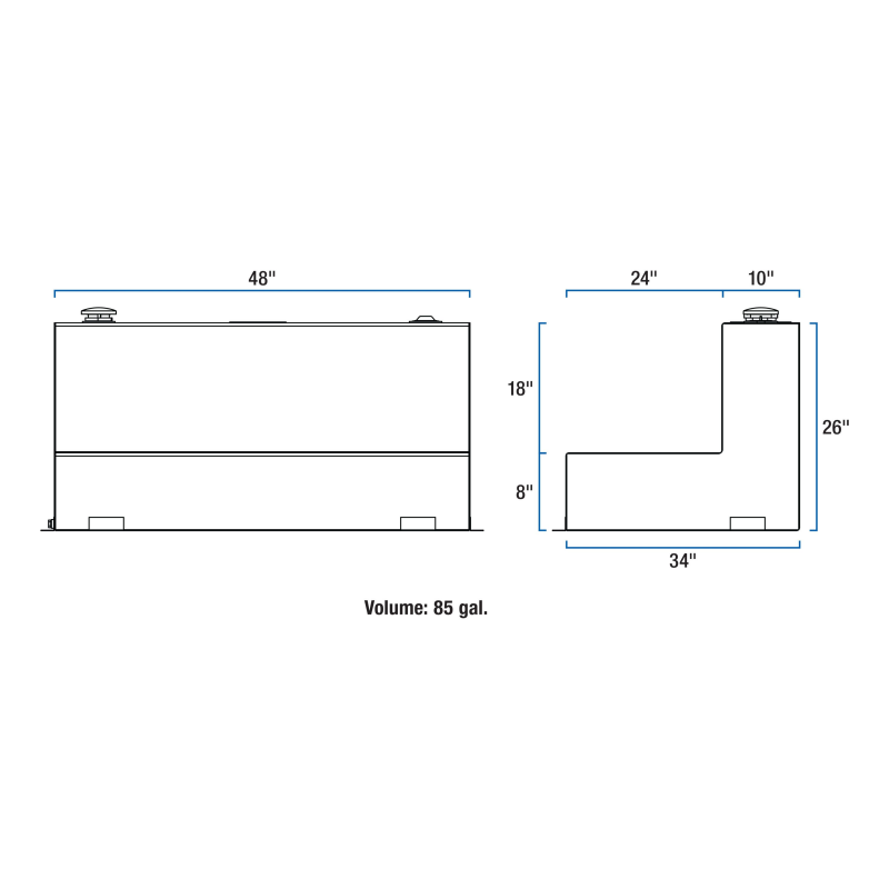 UWS Matte Black 85-Gallon L-Shape Steel Transfer Tank Model ST-85-L-MB