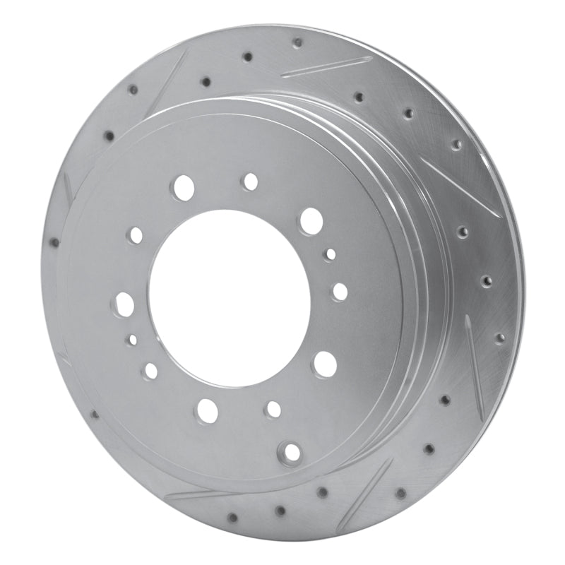 R1 17-21 Toyota Land Cruiser Rear Left Drilled & Slotted Silver Brake Rotor