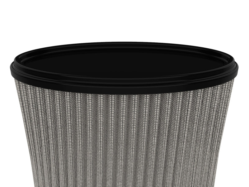 afe Magnum FORCE replacement air filter with a cylindrical design, featuring a black top and textured filtration material.