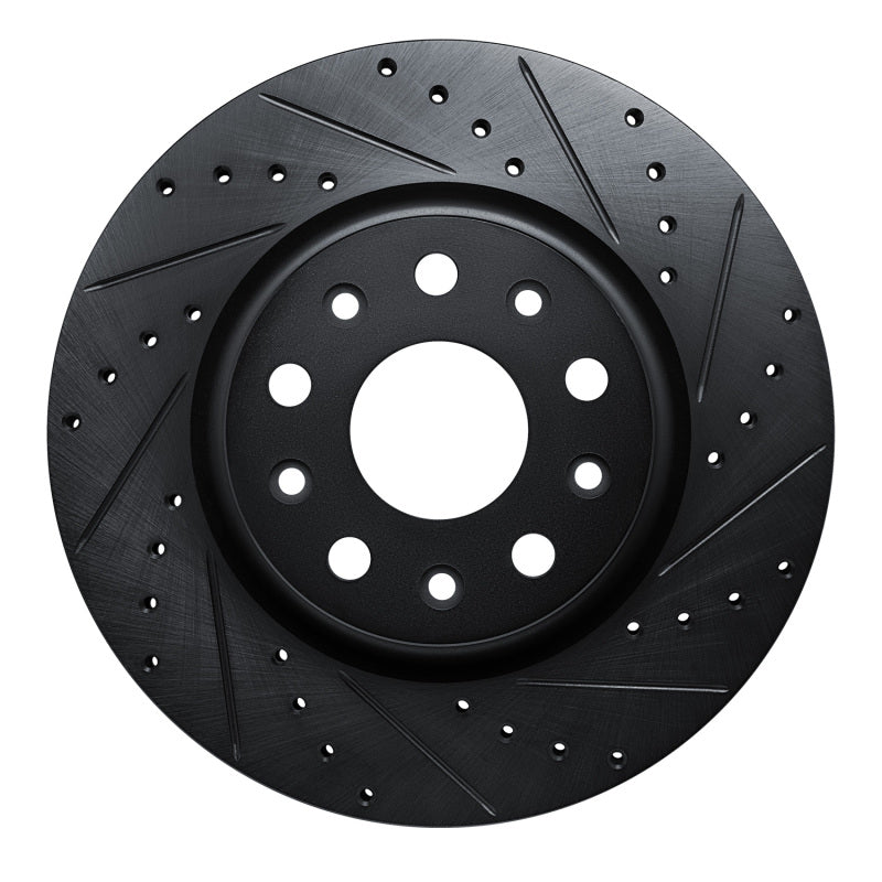 R1 18-25 Jeep Wrangler Front Right Drilled & Slotted Black Brake Rotor