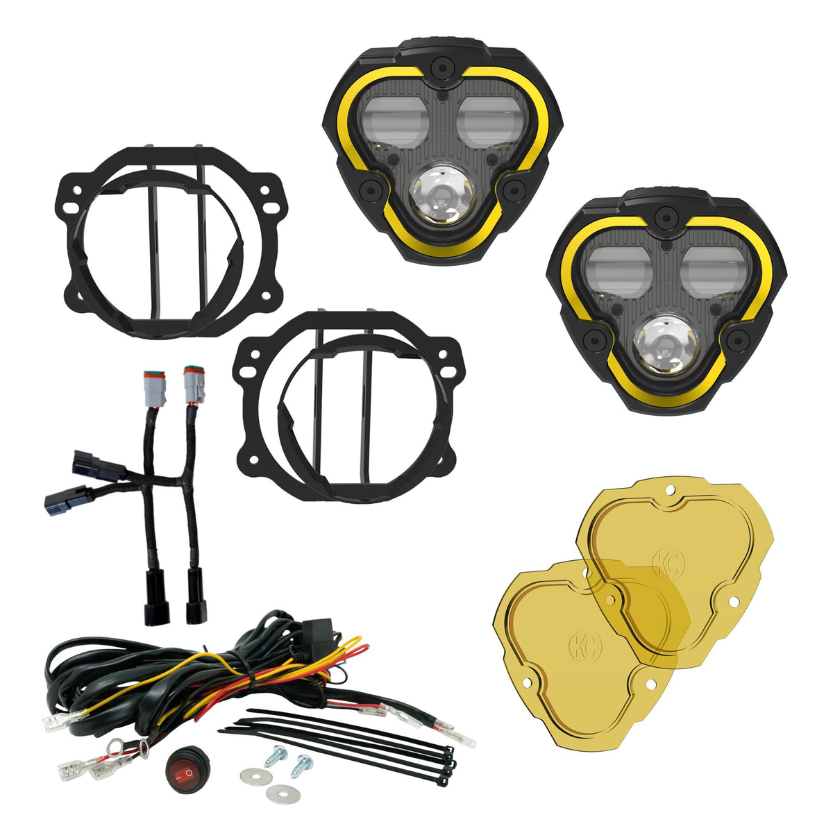 KC Flex Era 3 LED DM SAE Fog 2- Light Master Kit 07-23 Jeep JK JL JT Plastic Bumper KC HiLiTES