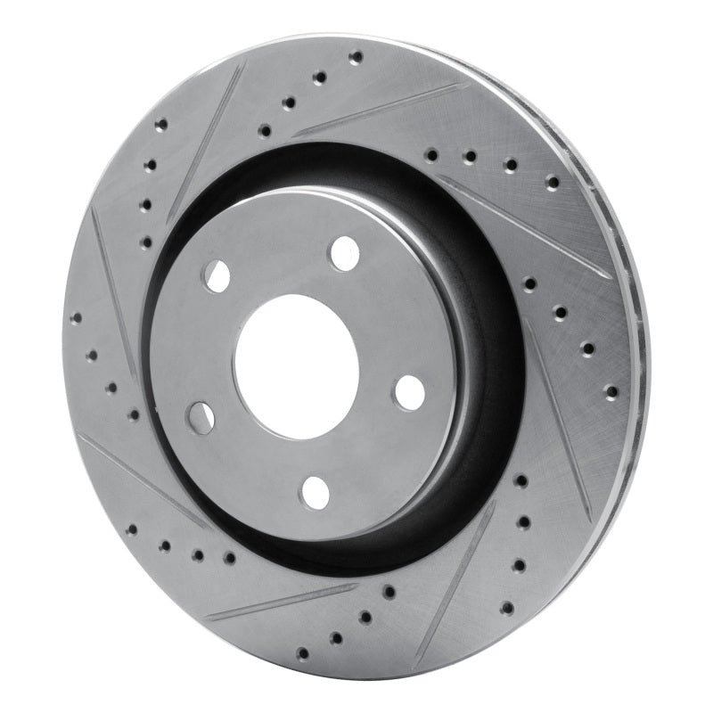 R1 12-18 Jeep Wrangler Front Left Drilled & Slotted Silver Brake Rotor