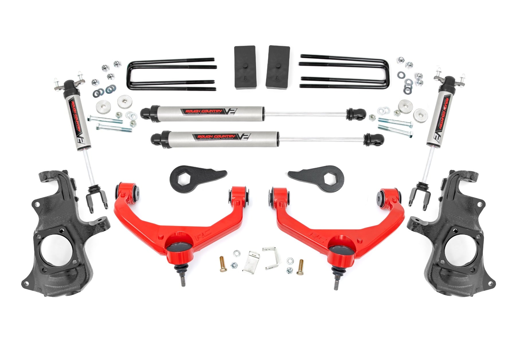 3.5 Inch Knuckle Lift Kit V2 w/ Overloads Red Silverado/Sierra 2500HD/3500HD (11-19) Rough Country