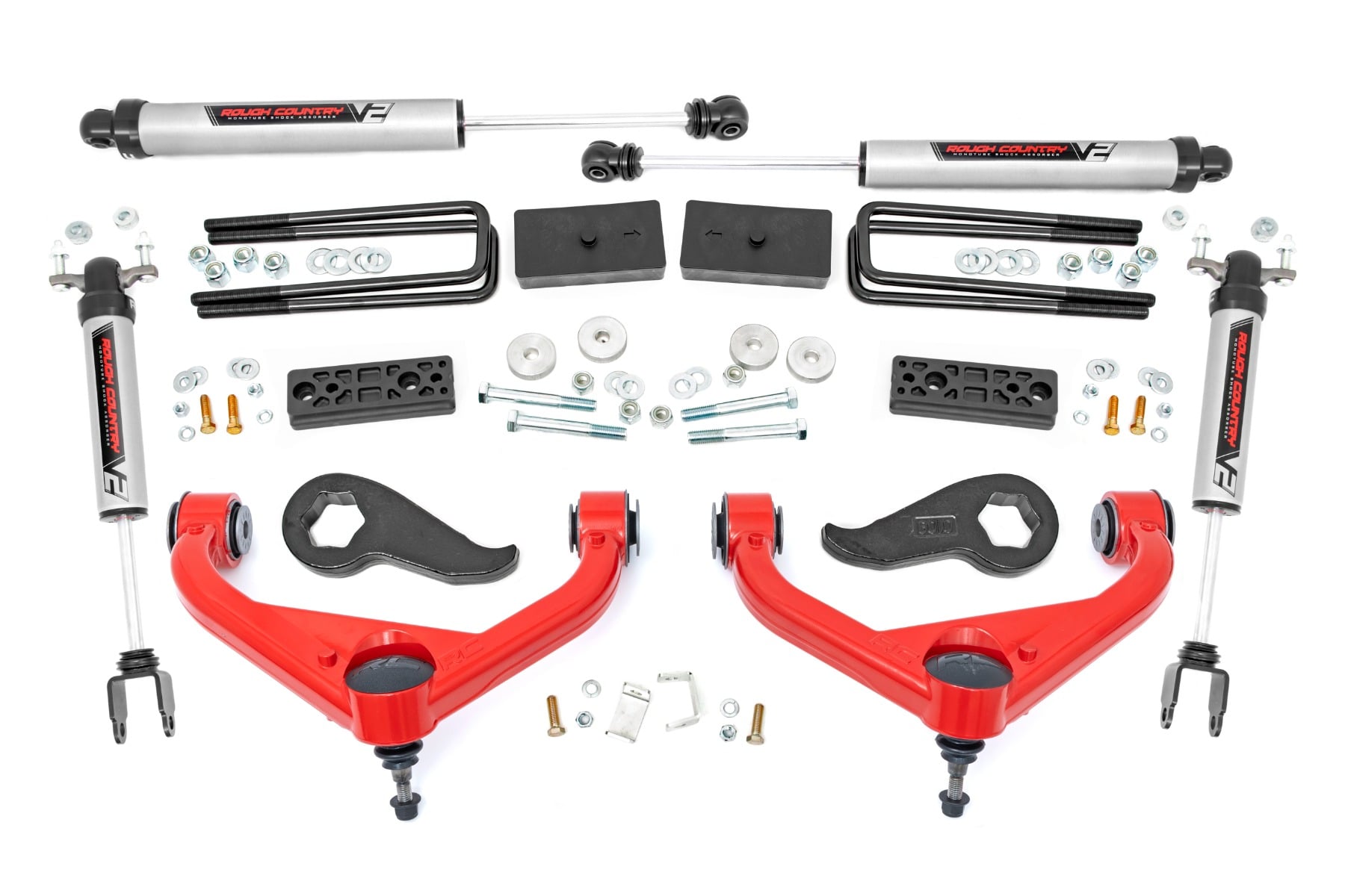 3 Inch Lift Kit UCAs V2 w/ Overloads Red Silverado/Sierra 2500HD/3500HD (20-26) Rough Country