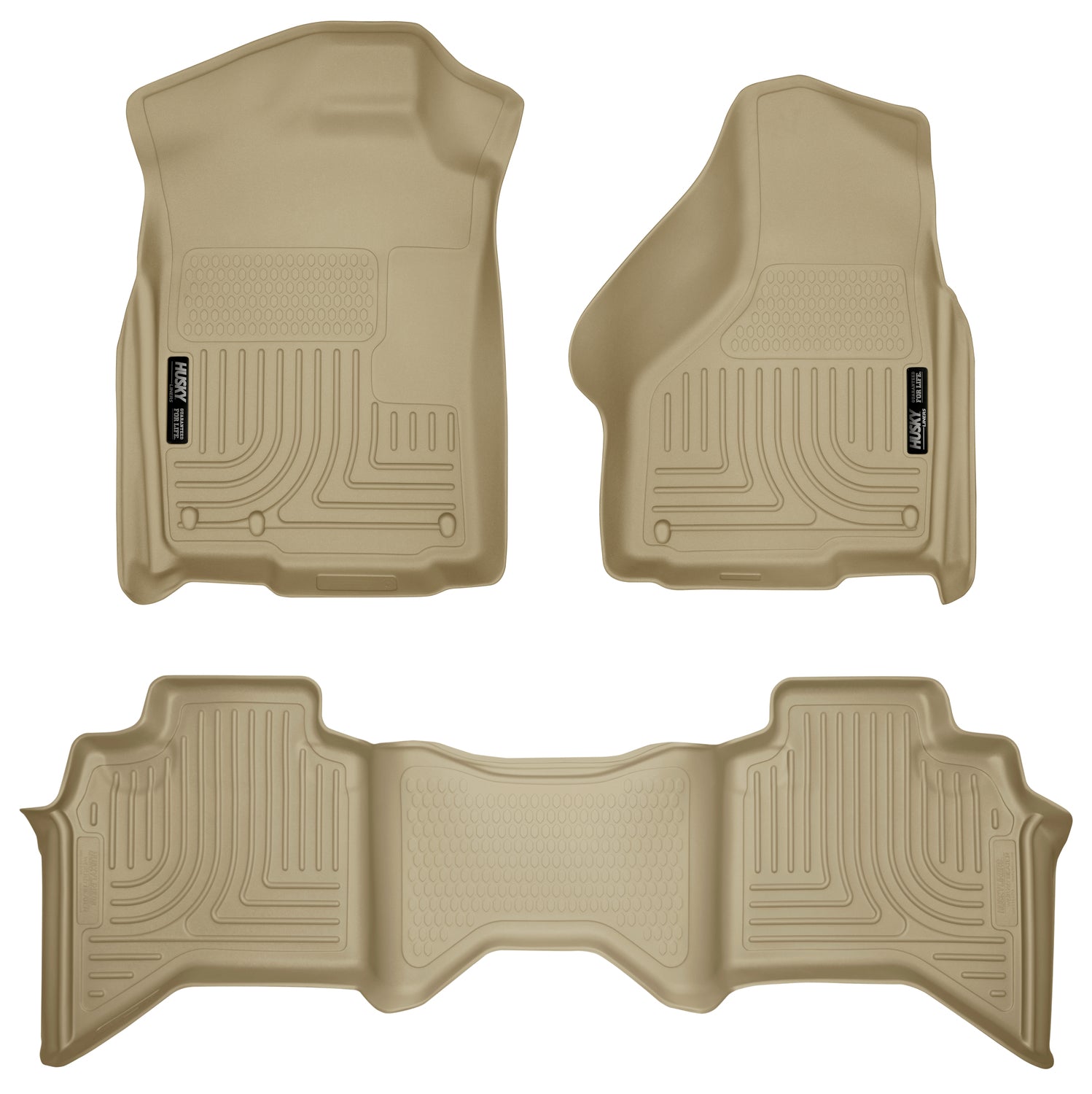 Weatherbeater Front & 2nd Seat Floor Liners For 2002-2009 Ram 1500/2500/3500 Tan Husky Liners