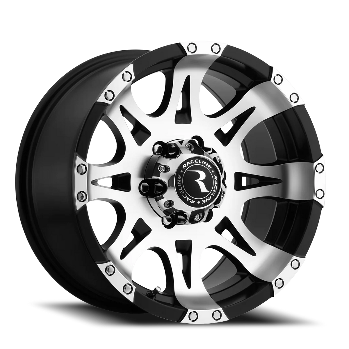 Aluminum Wheels 18x9 Raptor 982 Machined Face Black 25 Offset 6 on 135 Bolt Pattern 87 Bore Raceline