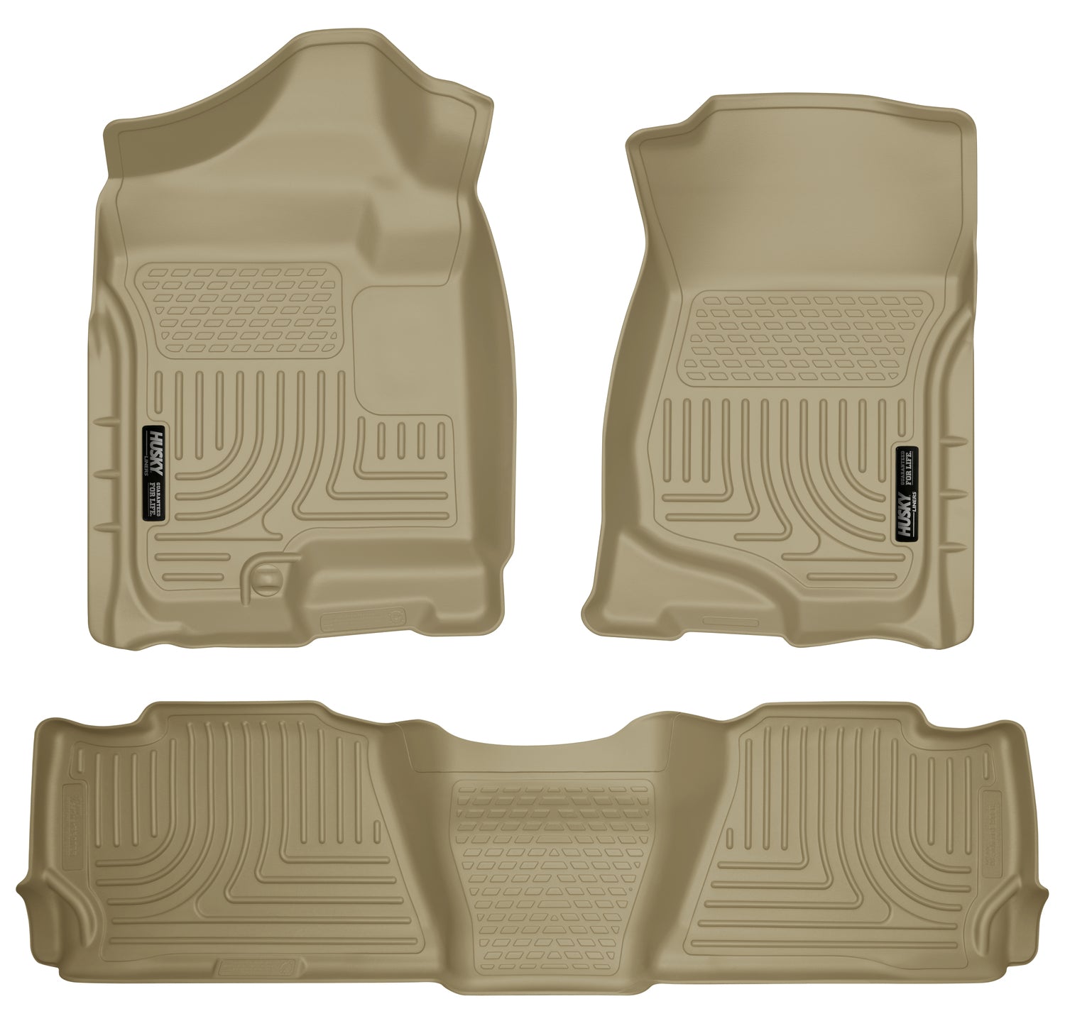 Weatherbeater Front & 2nd Seat Floor Liners For 2007-2014 Escalade/Tahoe/Yukon Tan Husky Liners