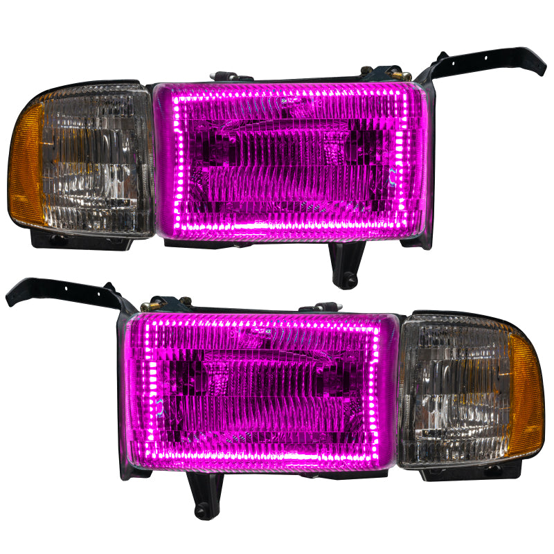 Oracle 94-02 Dodge Ram Pre-Assembled Halo Headlights - ColorSHIFT w/ 2.0 Controller