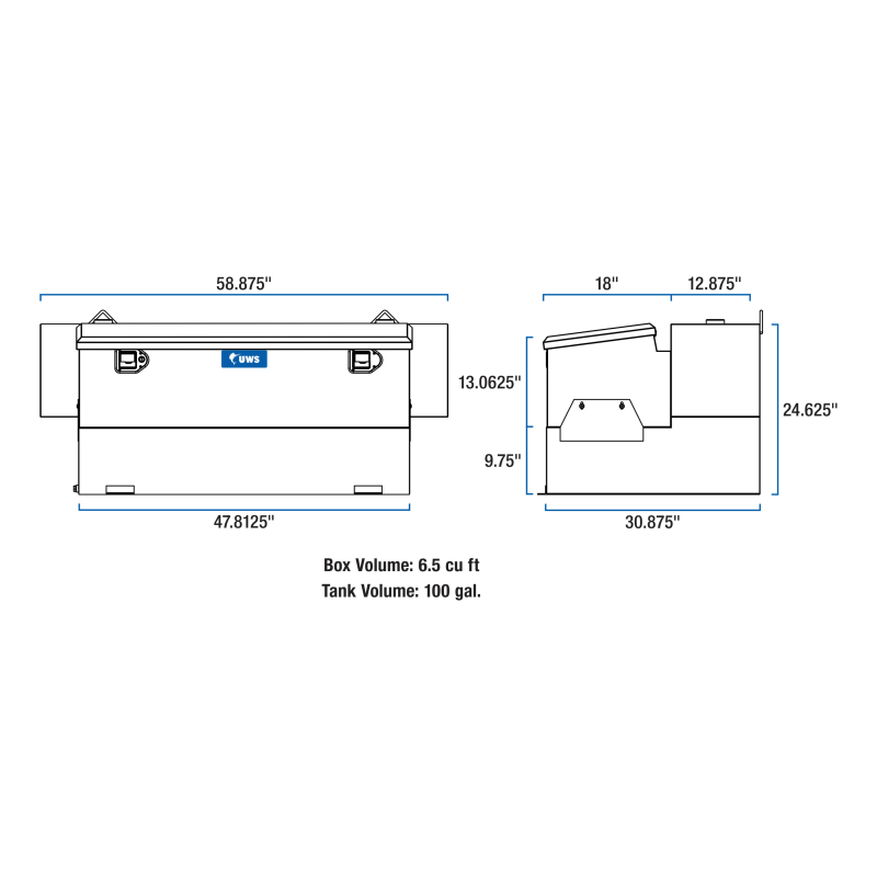 UWS White Hammerhead-Style 100-Gallon Steel-Aluminum Combo Transfer Tank Model ST-100HH-CB-W