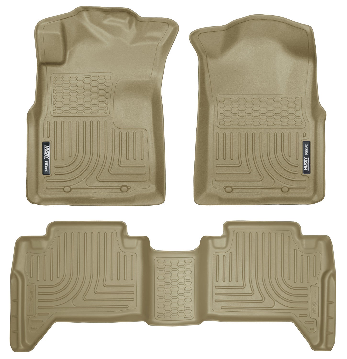 Weatherbeater Front & 2nd Seat Floor Liners (Footwell Coverage) For 2005-2015 Tacoma Tan Husky Liners