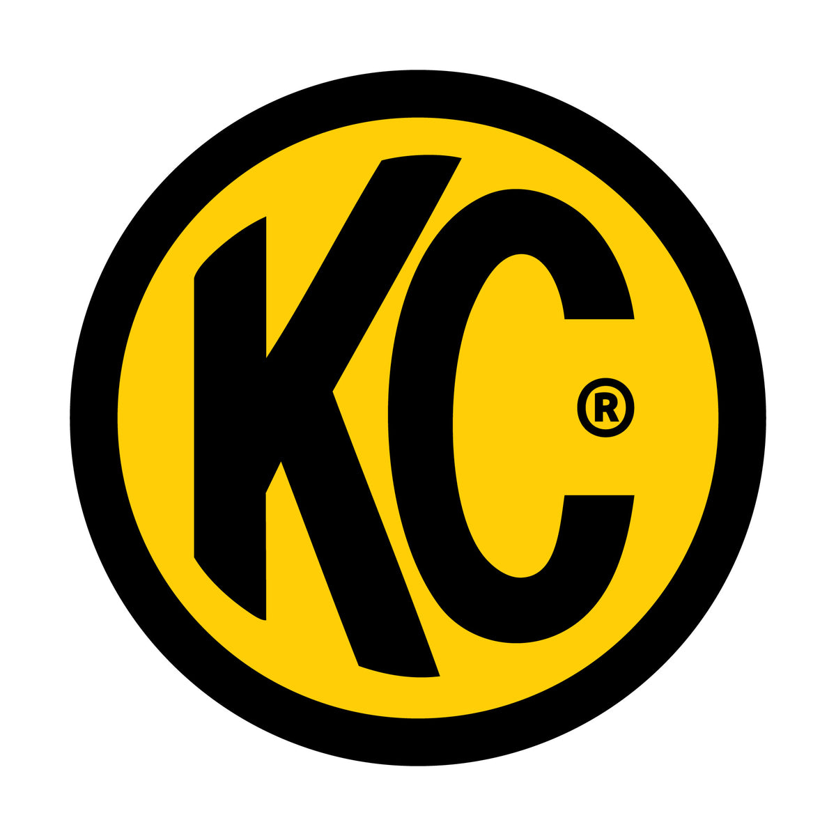 KC HiLiTES DECAL 3IN ROUND KC LOGO YELLOW/BLACK - 9900