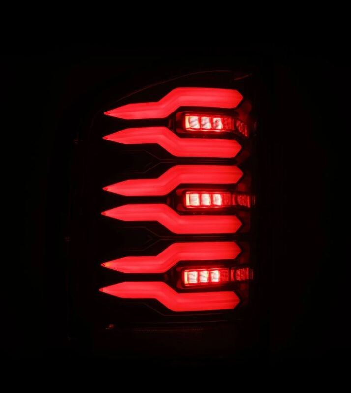AlphaRex LUXX-Series LED tail lights for 07-13 Chevrolet Silverado 1500 in alpha-black finish, featuring a sleek design.
