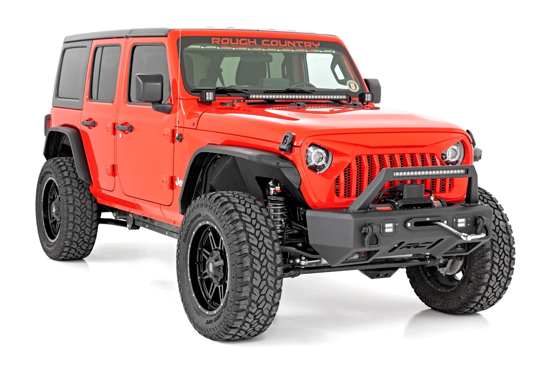 High Clearance LED Flat Fender Flare Kit UV Treated Jeep Wrangler JL (18-24) Rough Country