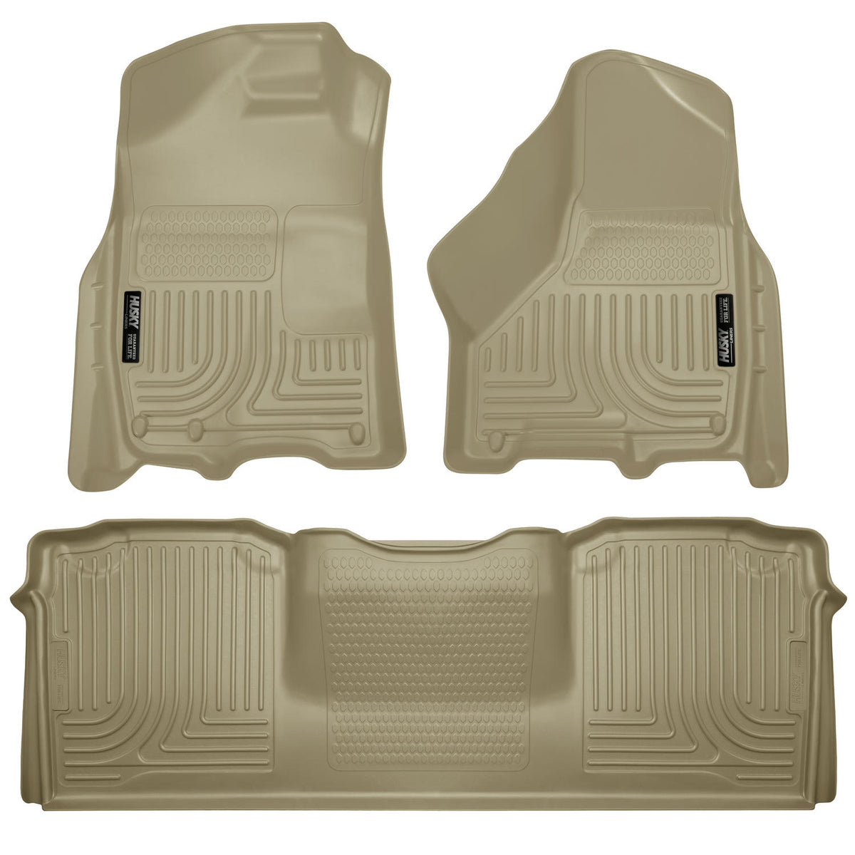 Weatherbeater Front & 2nd Seat Floor Liners For 2010-2018 Ram 2500/3500 Tan Husky Liners