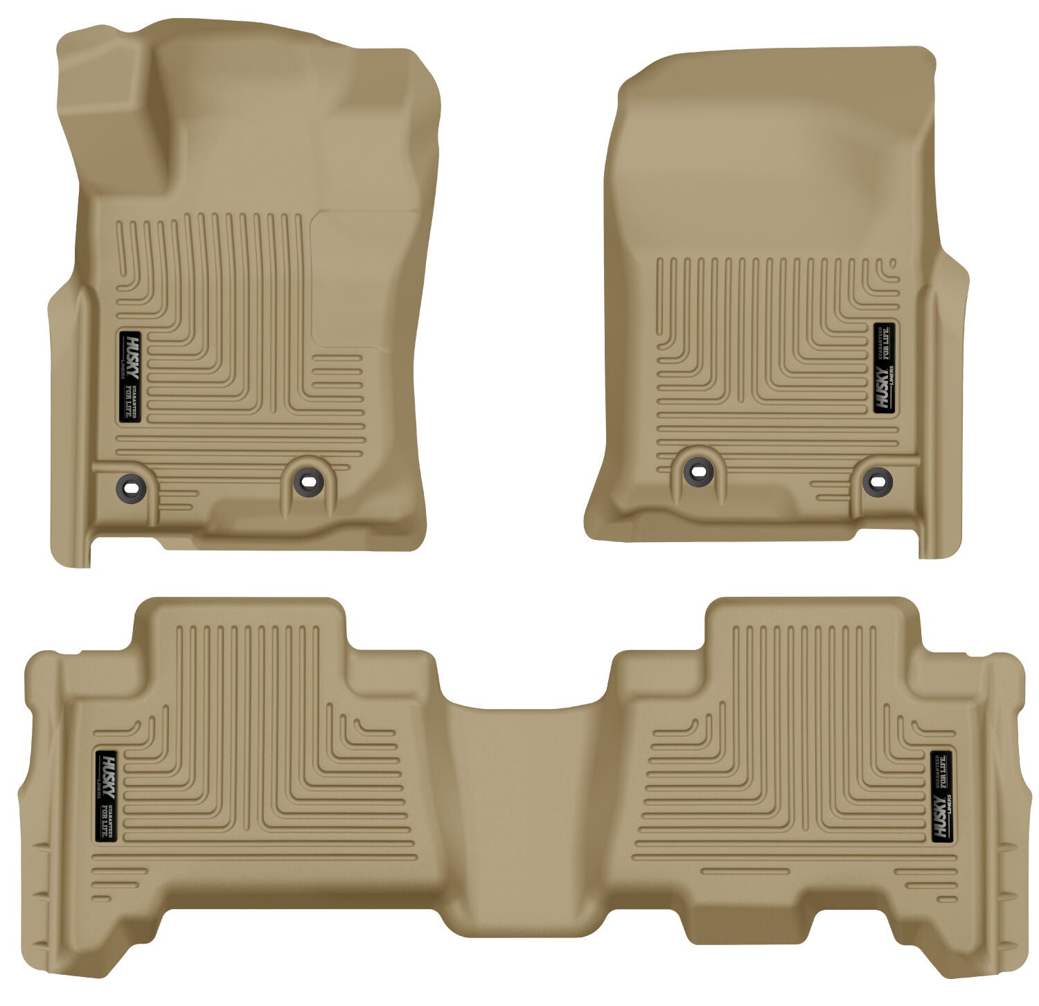 Weatherbeater Front & 2nd Seat Floor Liners For 2013-2024 4Runner/GX460 Tan Husky Liners