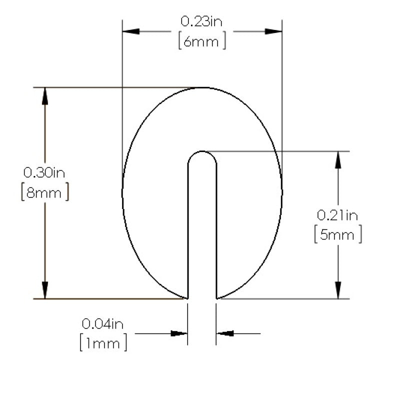Afe Magnum FORCE Replacement Edge Trim Kit dimensions showing a cross-section with measurements for installation.