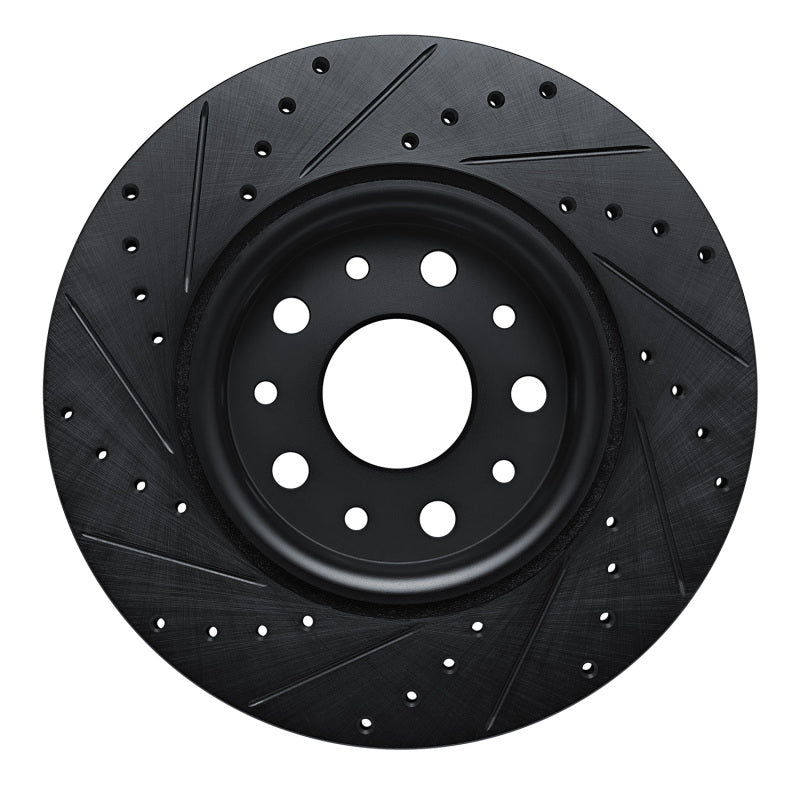 R1 18-25 Jeep Wrangler Front Right Drilled & Slotted Black Brake Rotor