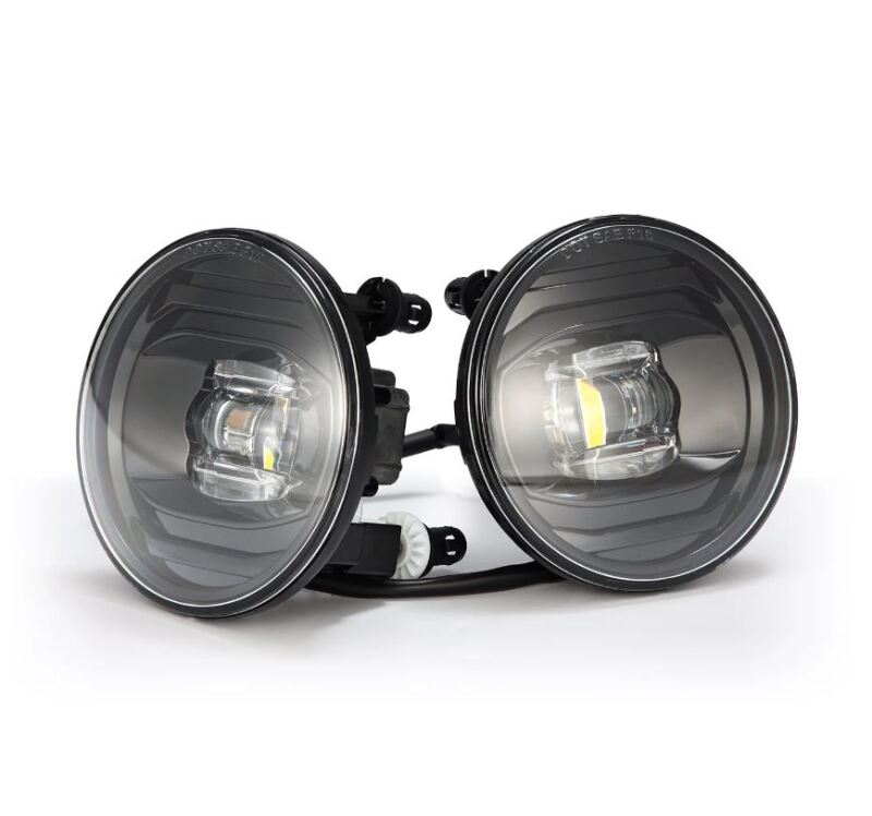 AlphaRex dual color LED projector fog lights for Chevrolet, GMC, and Pontiac, featuring white and amber lighting options.