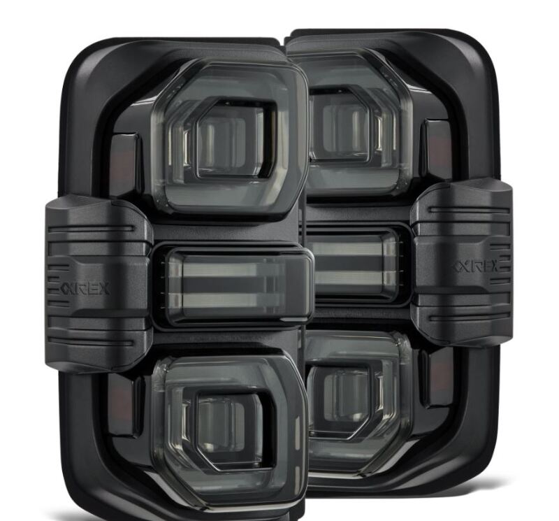AlphaRex NOVA LED tail lights for 2021-2024 Ford Bronco in Alpha-Black finish, enhancing visibility and style.