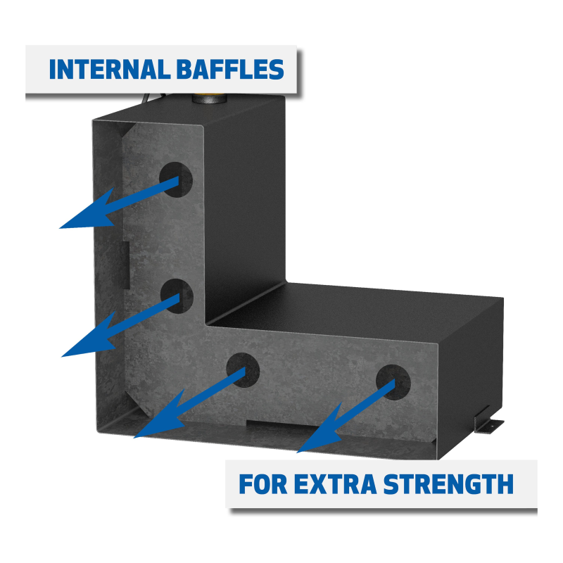 UWS Matte Black 85-Gallon L-Shape Steel Transfer Tank Model ST-85-L-MB