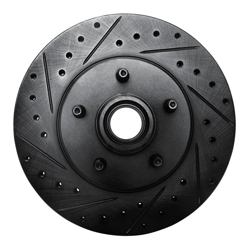 R1 95-11 Ford Explorer Front Left Drilled & Slotted Black Brake Rotor