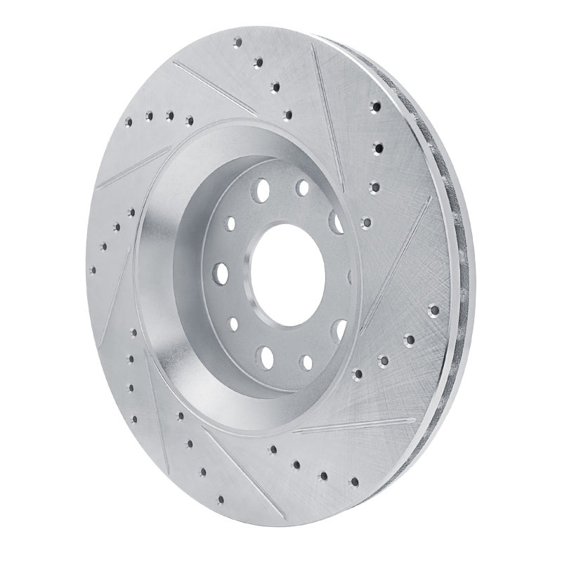 R1 18-25 Jeep Wrangler Front Left Drilled & Slotted Silver Brake Rotor